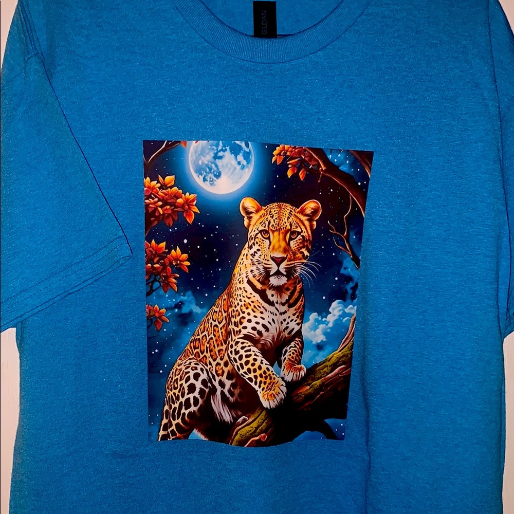 Blue Leopard Graphic Mens T-Shirt